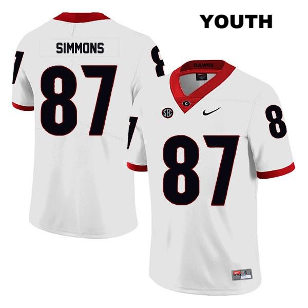 Georgia Bulldogs Youth Tyler Simmons #87 NCAA Legend Authentic White Nike Stitched College Football Jersey XYP4856AG